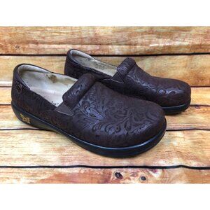 Alegria Keli KEL-433 Brown Embossed Paisley Leather Clog Shoes Womens 40 / 9.5-1